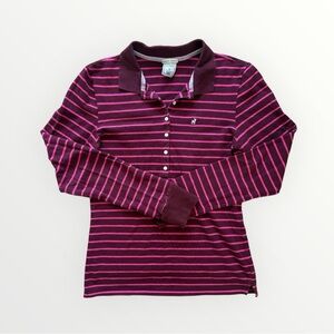 Y2K 2000s Old Navy Rugby Stripe Polo Shirt Size Medium Pink & Burgundy Striped